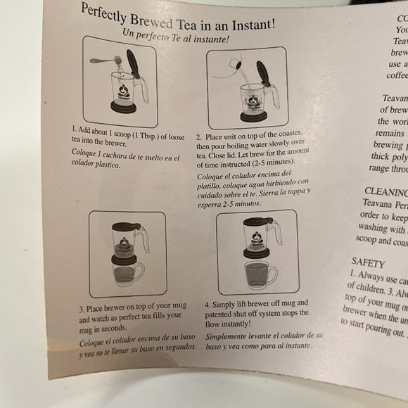 Teavana Perfectea Maker Tea Steeper Infuser Perfect Tea Clear Black 16oz - Picture 14 of 16